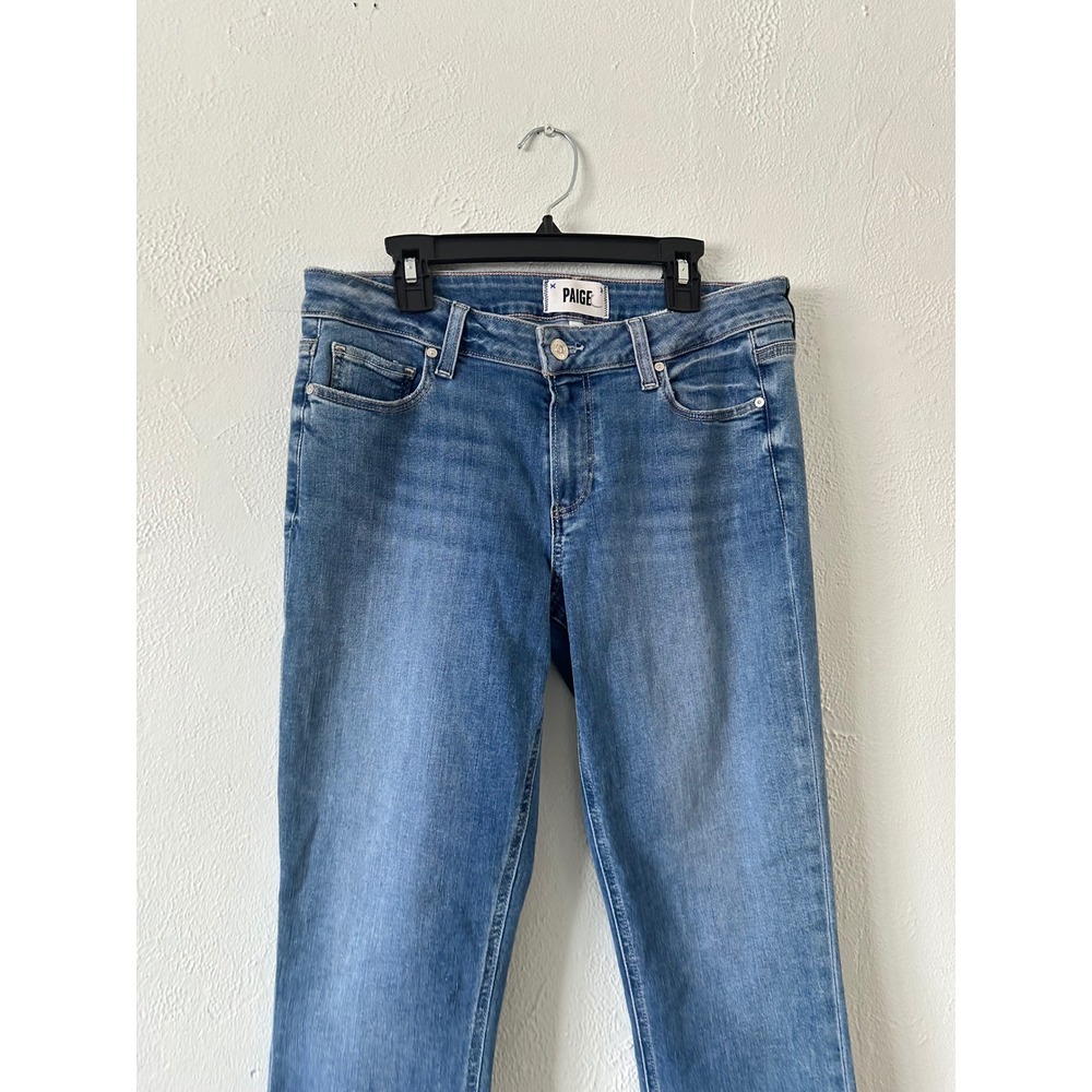 Paige Brigitte Slim Boyfriend Jeans Size 26 Medium Blue Raw Hem Stretch Denim - Picture 2 of 7